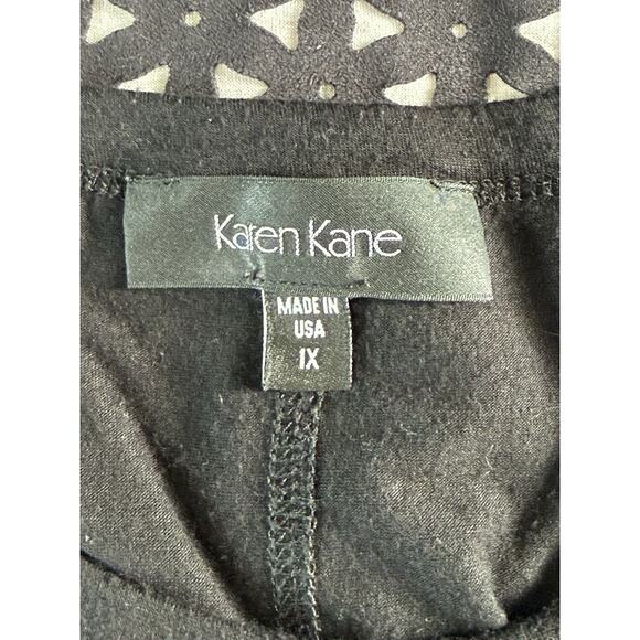 Karen Kane Women’s Pullover Top 3/4 Sleeves Black Faux Suede Inlay Sz 1X USA - Picture 9 of 11